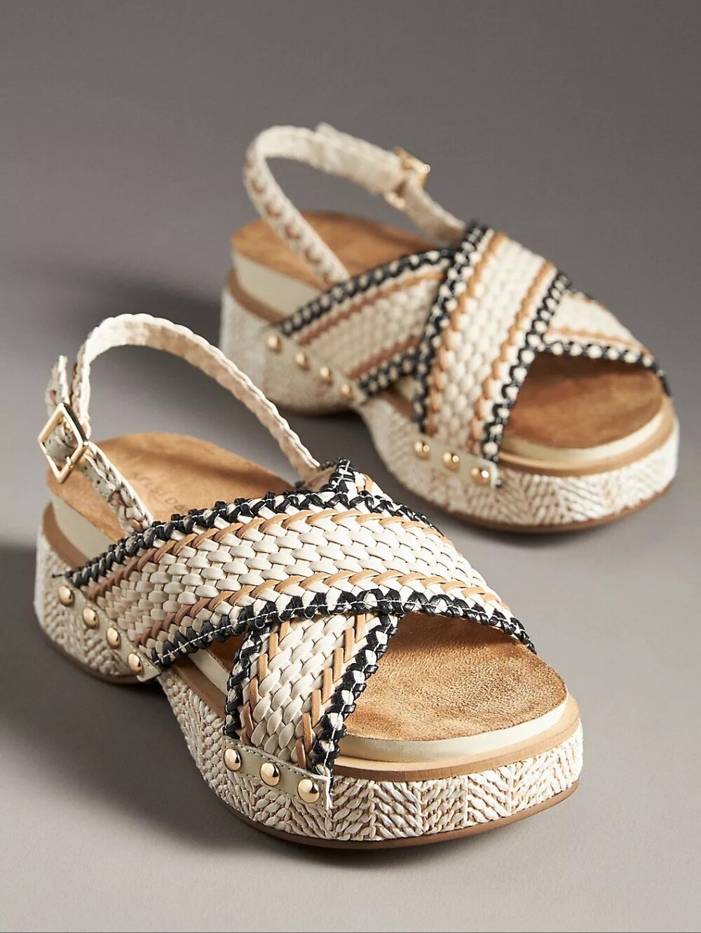 NWT Kelsi Dagger Tri Color Woven Platform Heel Sandal
